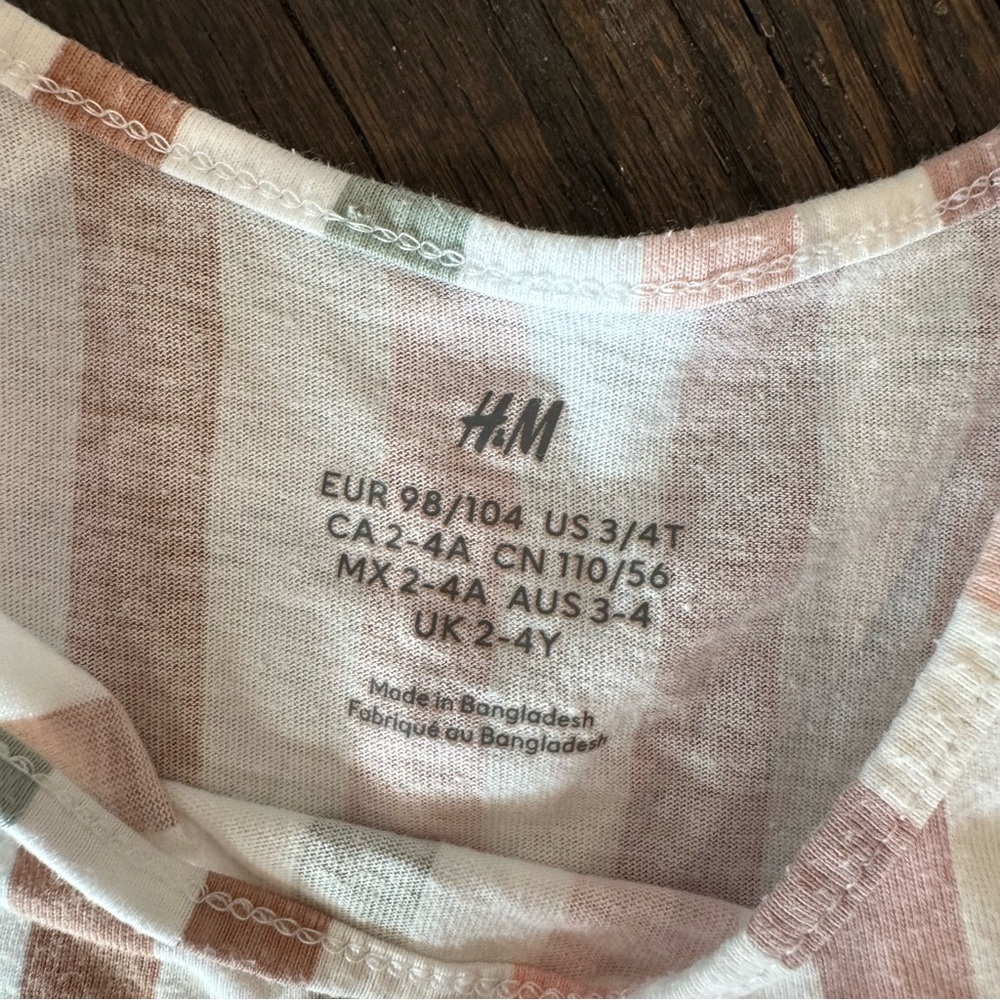 H&M Striped Pastel Spring Summer Sleeveless Dress Girls Size 3/4T - Picture 2 of 5